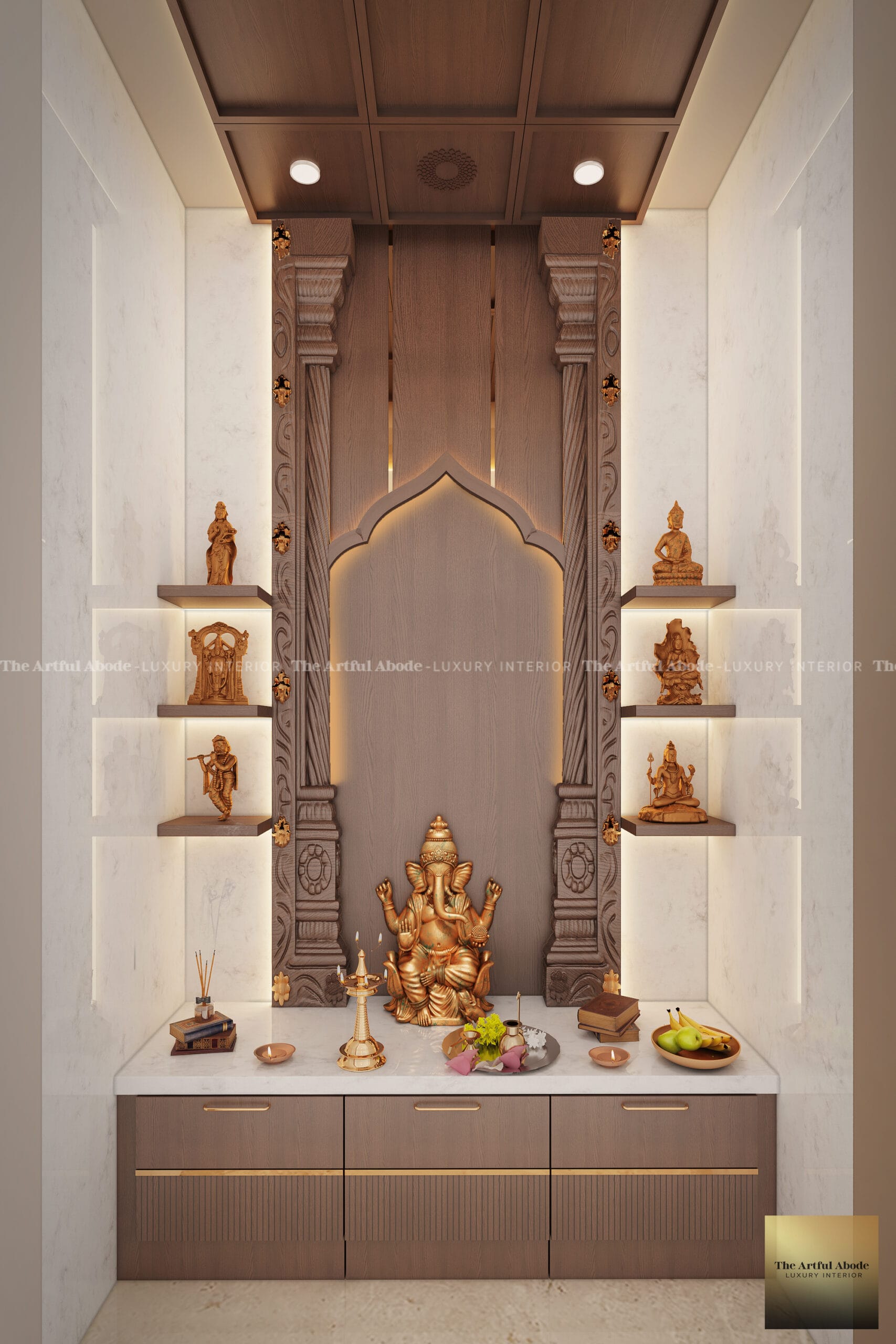 Pooja room placement and door design - The Artful Abode