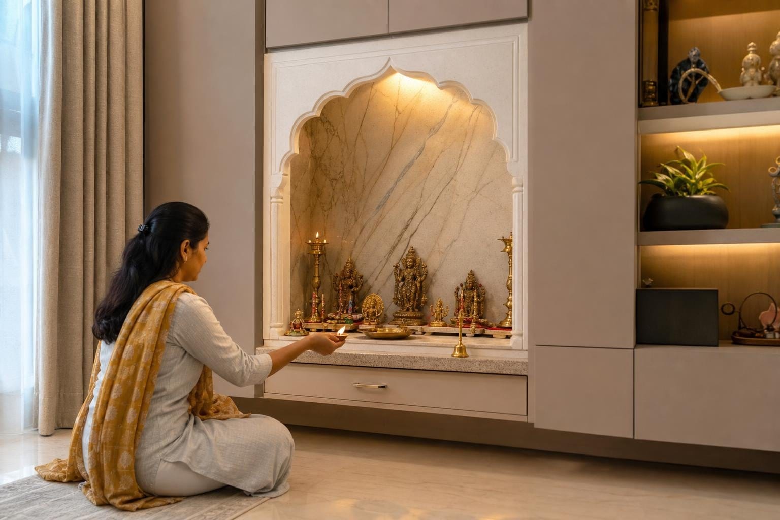 pooja room design in wall