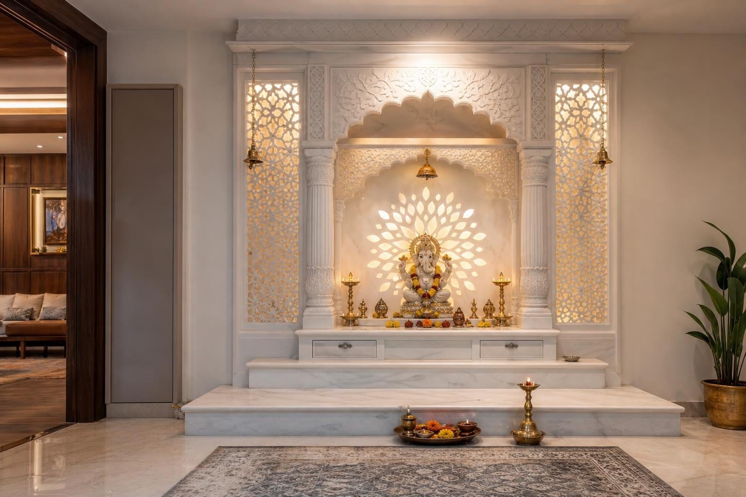home mandir design marble